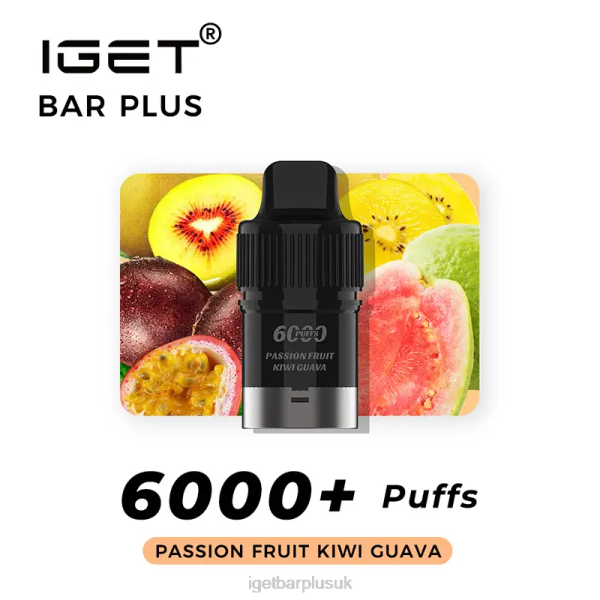 IGET Vape London | Nicotine Free IGET Bar Plus Pod 6000 Puffs Passion Fruit Kiwi Guava IGET Vape London | Nicotine Free IGET Bar Plus Pod 6000 Puffs Passion Fruit Kiwi Guava