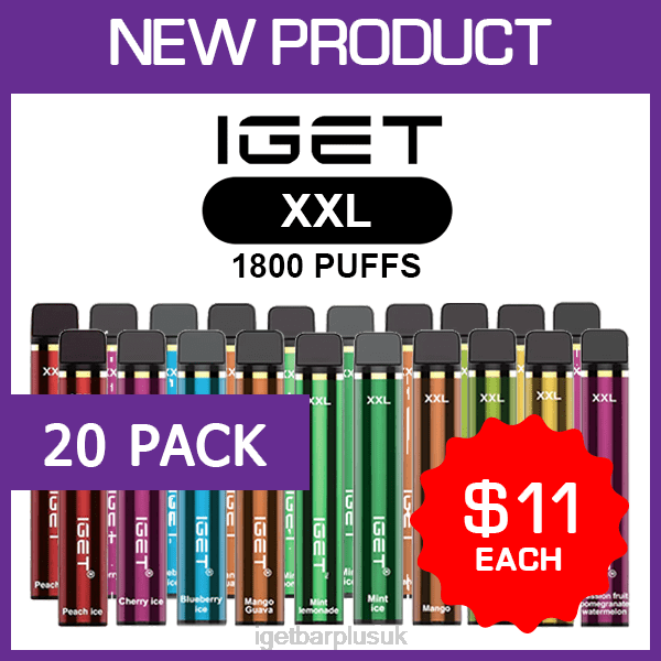 IGET Disposable Vape UK | IGET XXL - 1800 PUFFS - 20 PACK