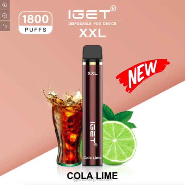 IGET Vapes UK Wholesale | IGET XXL - 1800 PUFFS Cola Lime