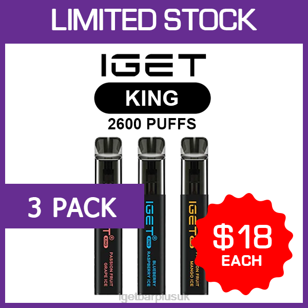 IGET Bar UK | IGET KING - 2600 PUFFS - 3 PACK