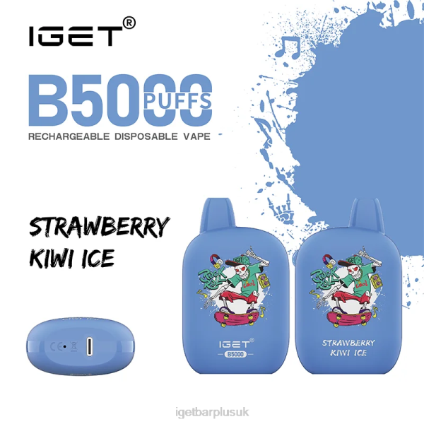 IGET Disposable Vape UK | IGET B5000 Strawberry Kiwi Ice