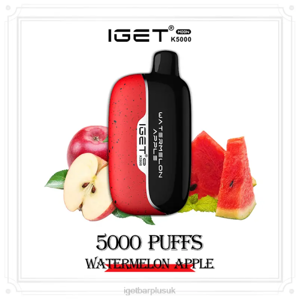 IGET Vapes UK Wholesale | IGET Moon 5000 Puffs Watermelon Apple