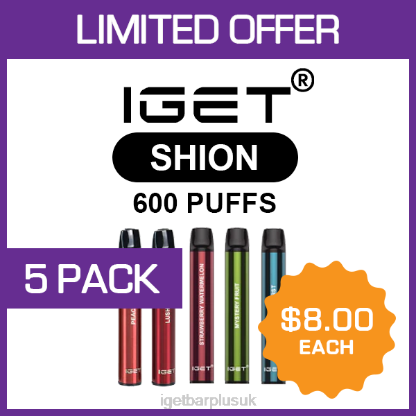 IGET Vapes UK Wholesale | IGET SHION - 600 PUFFS - 5 PACK