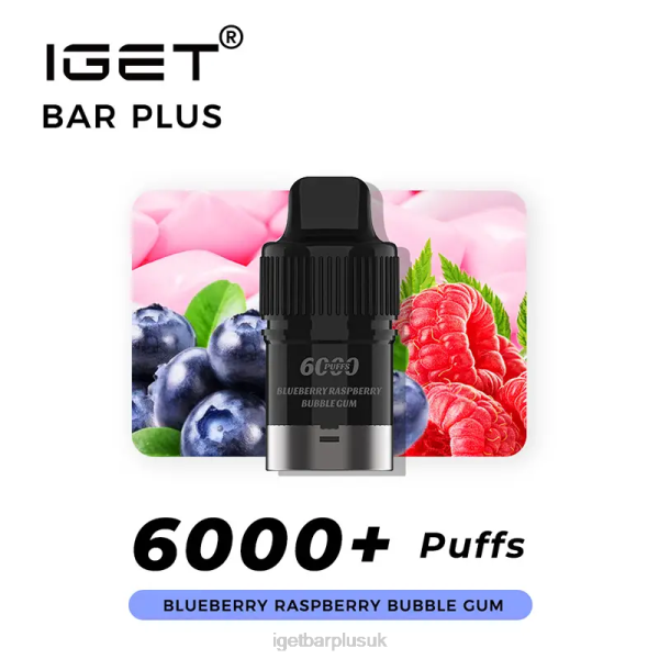 IGET Bar UK | IGET Bar Plus Pod 6000 Puffs Blueberry Raspberry Bubble Gum IGET Bar UK | IGET Bar Plus Pod 6000 Puffs Blueberry Raspberry Bubble Gum