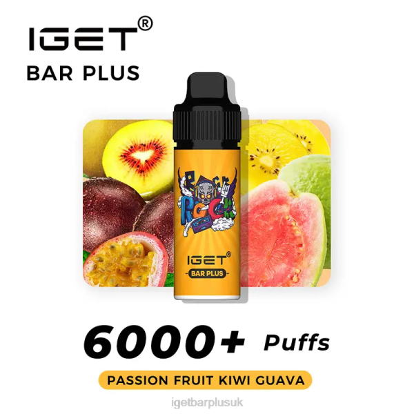 IGET Vape UK | IGET Bar Plus 6000 Puffs Passion Fruit Kiwi Guava IGET Vape UK | IGET Bar Plus 6000 Puffs Passion Fruit Kiwi Guava